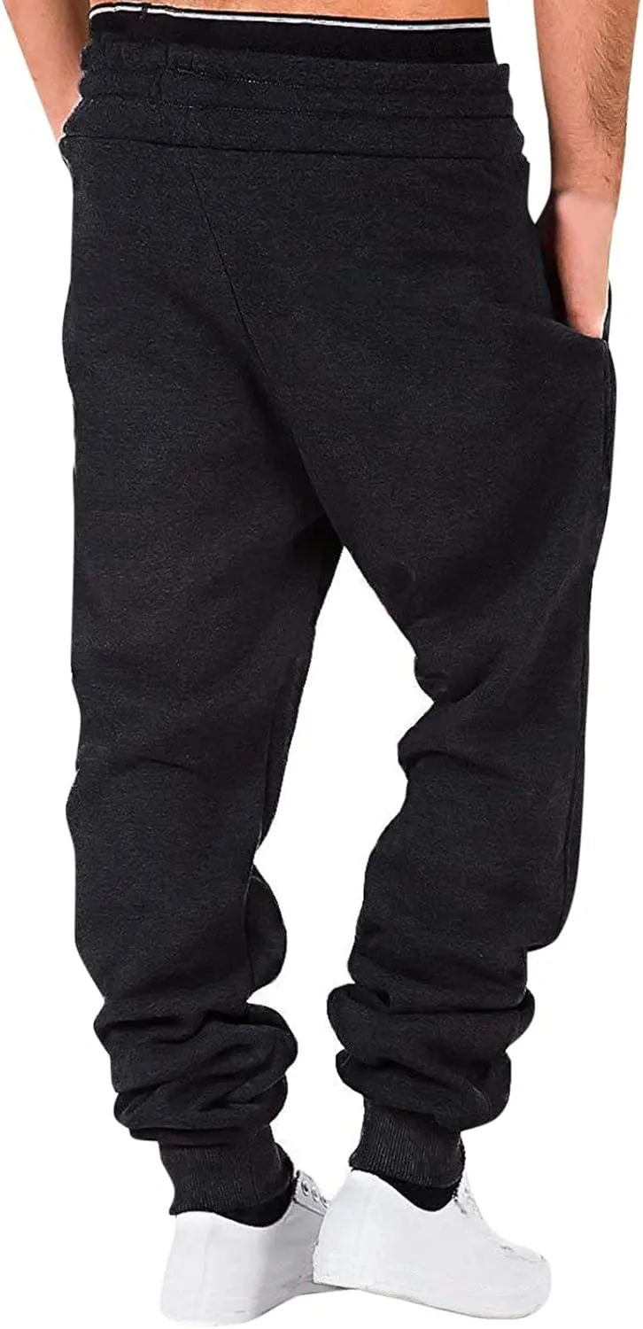Sweatpants for Men High Street Fashion Leisure Loose Sports Running Solid Color Lace Up Elastic Waist Joggers