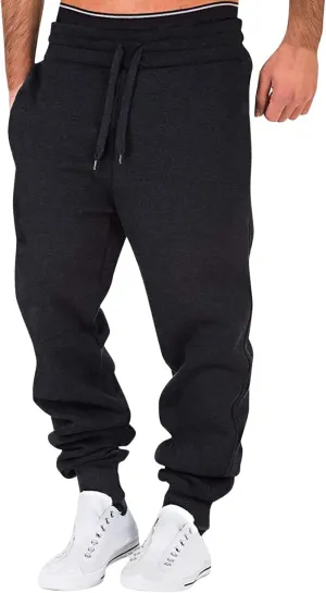 Sweatpants for Men High Street Fashion Leisure Loose Sports Running Solid Color Lace Up Elastic Waist Joggers