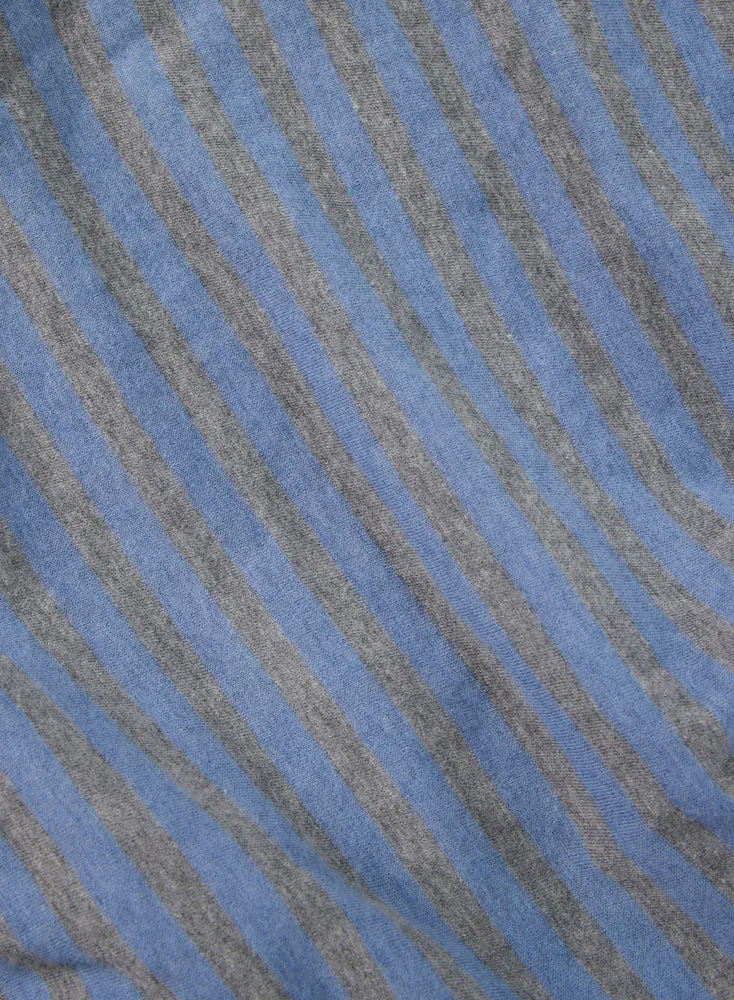 T-shirt Bleu grisé Col Rond Manches Longues en Coton / Cachemire