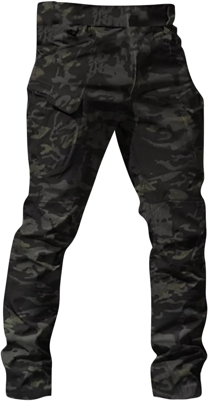 Tactical Pants for Men Relaxed Fit Stretchy Work Pants Baggy Cargo Camo Pants Flex Carpenter Pant Multi Pockets