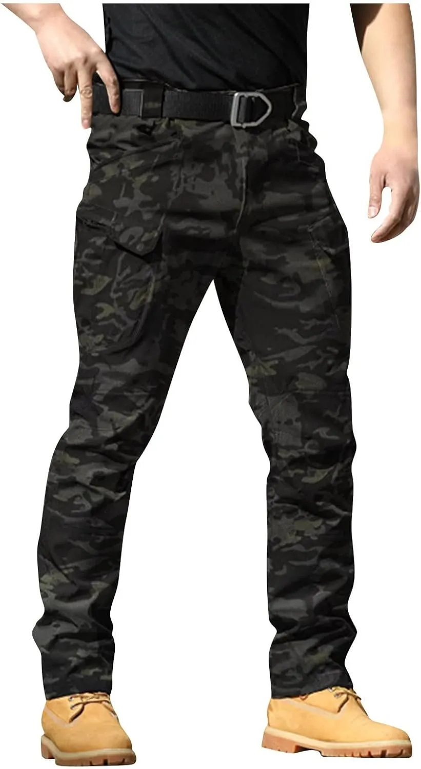 Tactical Pants for Men Relaxed Fit Stretchy Work Pants Baggy Cargo Camo Pants Flex Carpenter Pant Multi Pockets