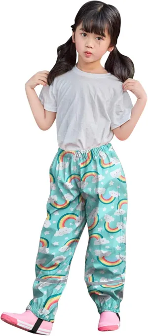 Toddler Baby Girls Baggy Sweatpants Loose Wide Leg Elastic Waist Windproof Trousers Rainbow Print Athletic Trendy Pants
