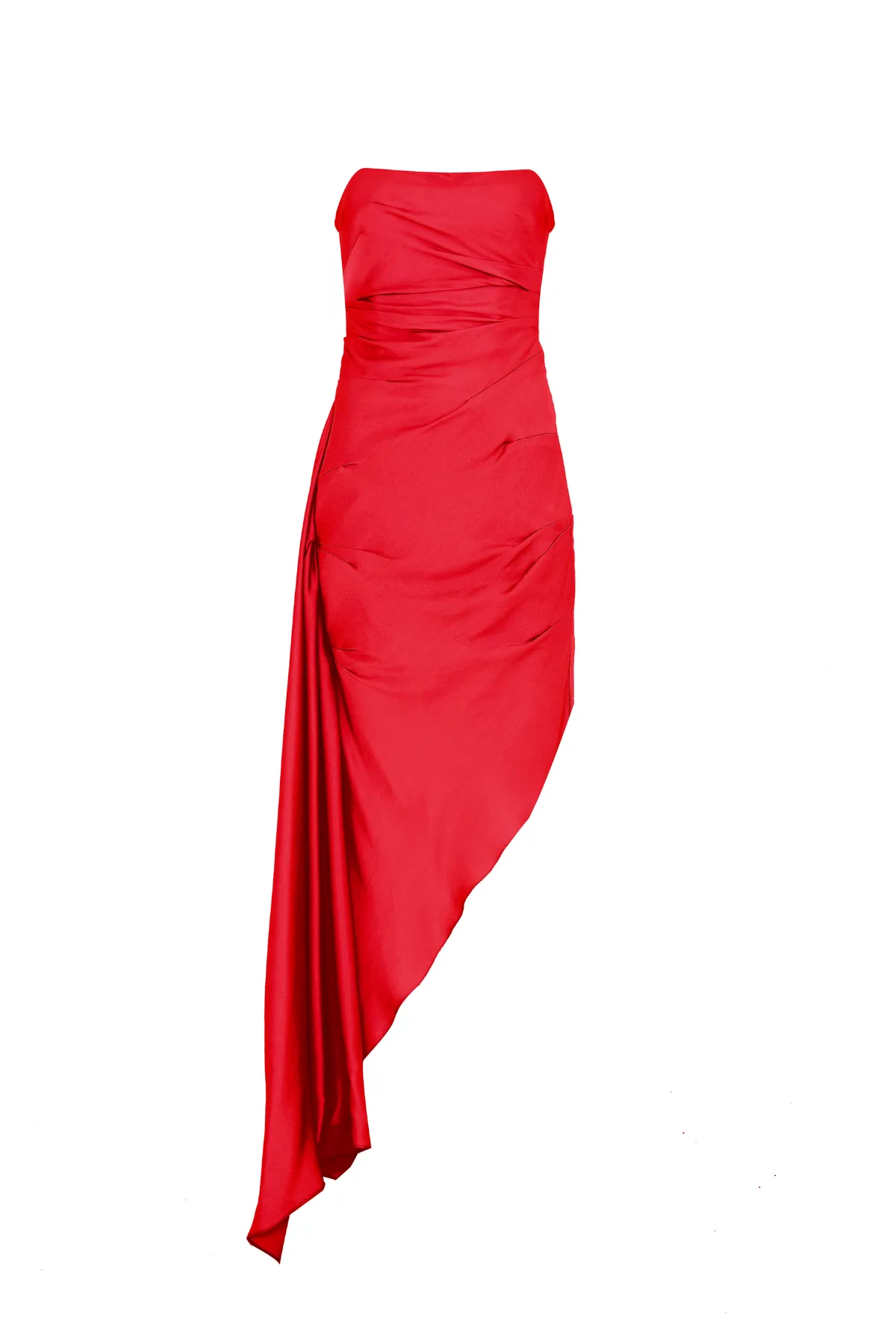 Vestido Sem Alças Mídi Assimétrico De Tomas
