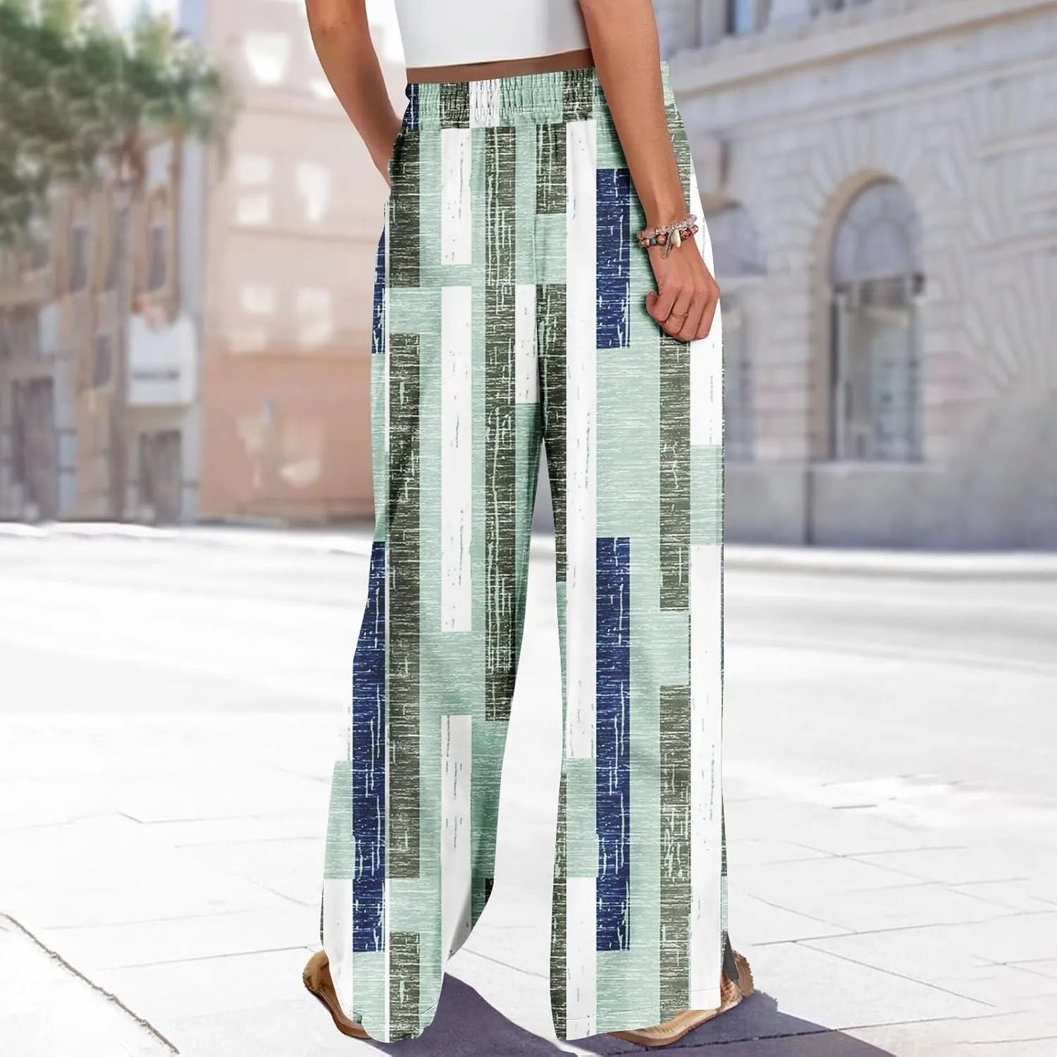 Wide Leg Loung Pants for Women Lightweight Bohemian Print Baggy Summer Pants Loose Fit Fashion Trousers