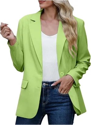 Women Business Casual Blazer with Lined,Professional Work Suit Jacket with PocketsLong Sleeve Button Open Front