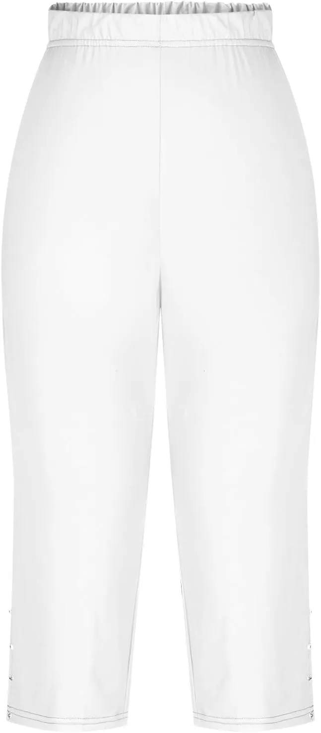 Womens Capris for Summer Dressy Cropped High Waist Yoga Pants Comfy Stretchy Leggings Workout Gym Running Pant