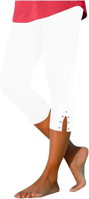 Womens Capris for Summer Dressy Cropped High Waist Yoga Pants Comfy Stretchy Leggings Workout Gym Running Pant