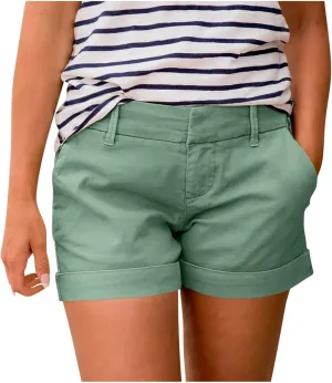 Women's Comfort Tailored Stretch Cotton Solid and Novelty Short Relaxed Fit Casual High Waist Pocketed Denim Shorts