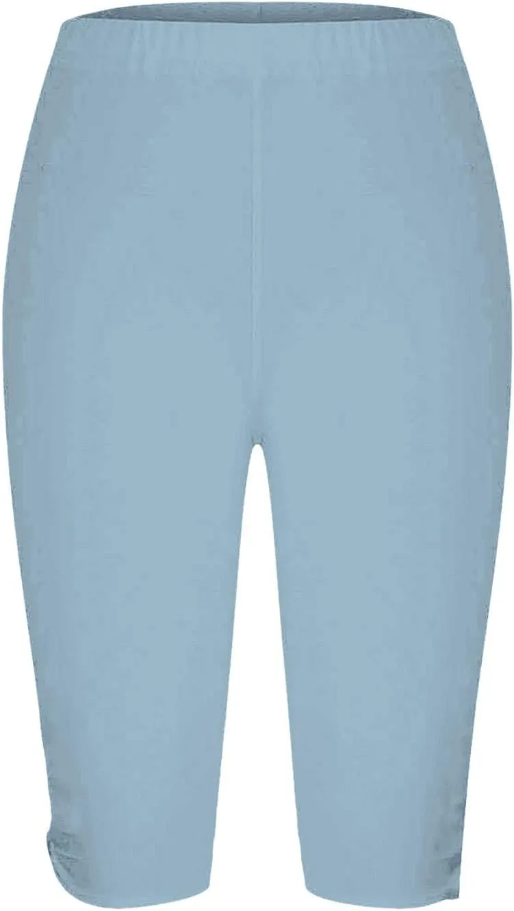 Women's Leggings, High Waisted Knee Length Capris Stretch for Casual Yoga Pants Workout Exercise
