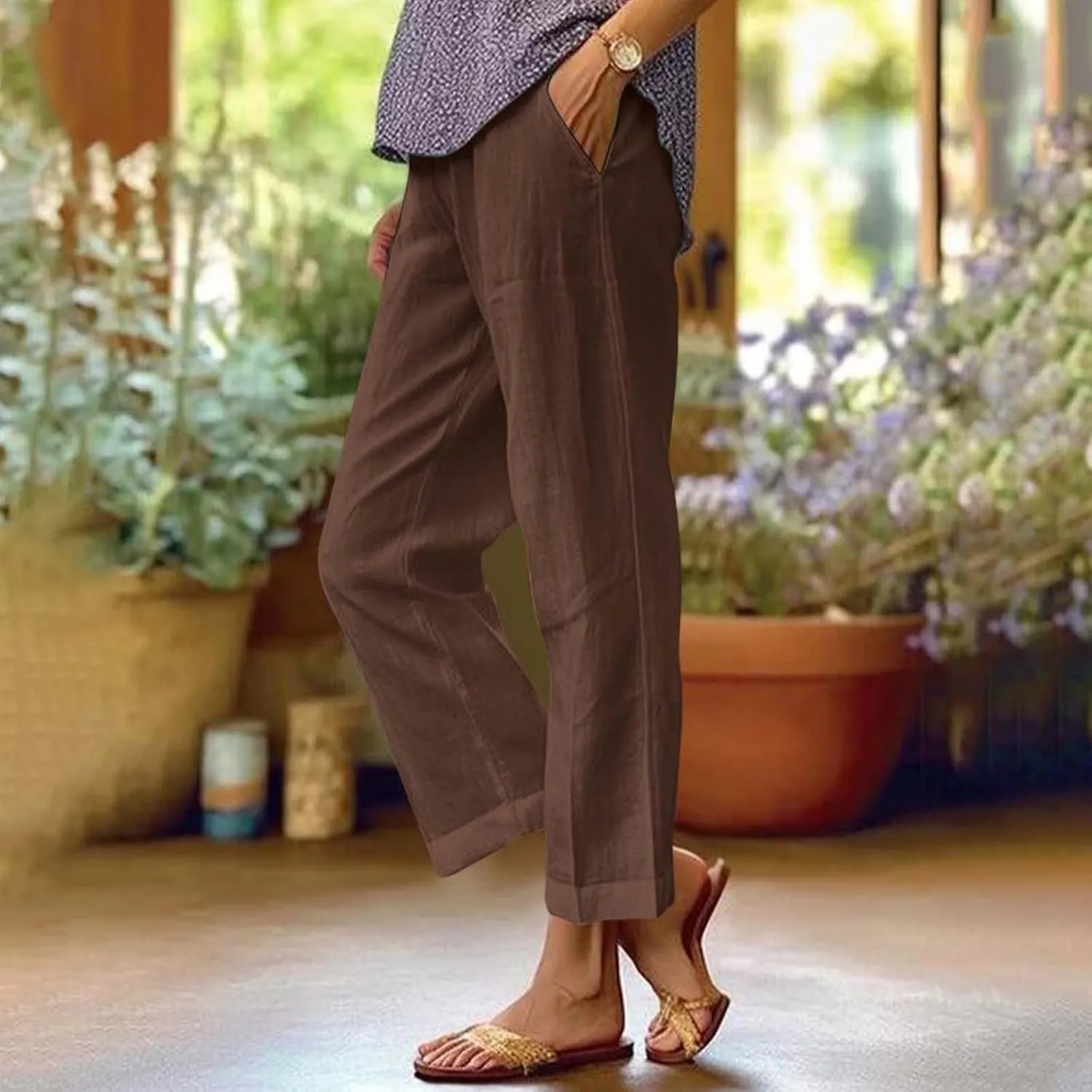 Women's Lounge 2025 Casual Wide Leg Fall Clothes Spring Resort Wear Pants with Pockets, S-5XL