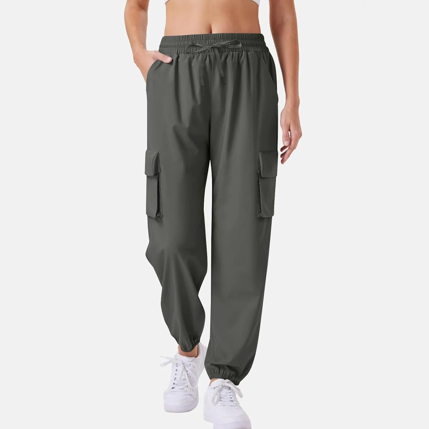 Womens Quick Dry Cargo Jogger Pants Drawstring Waist Light Hiking Travel Utility Trousers Summer Outdoor Active Pant