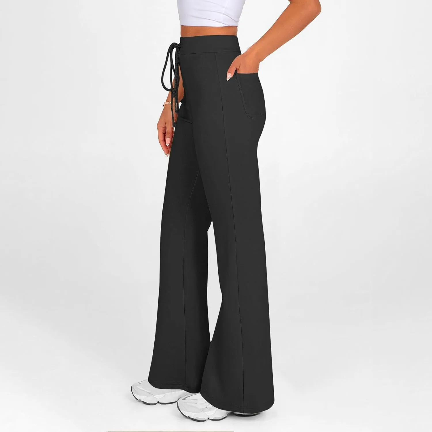 Women's Yoga Pants High Waisted Flare Pants Bell Bottom Leggings Drawstring Lounge Pants Comfy Casual Pants Gym Pants