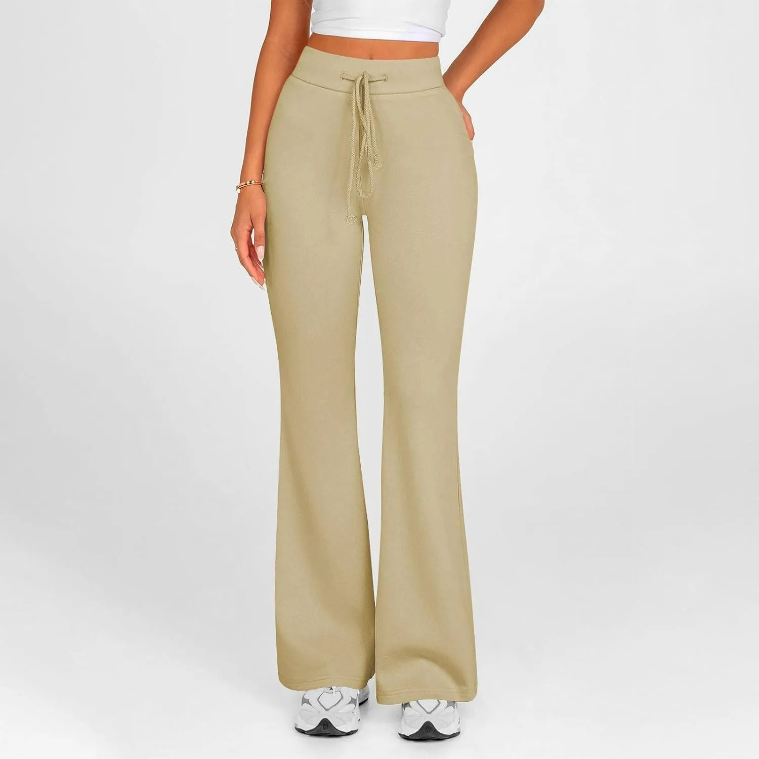 Women's Yoga Pants High Waisted Flare Pants Bell Bottom Leggings Drawstring Lounge Pants Comfy Casual Pants Gym Pants